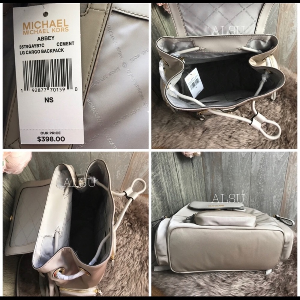 Michael Kors Abbey LG Cargo Backpack Cement BeigeW - Picture 7 of 7